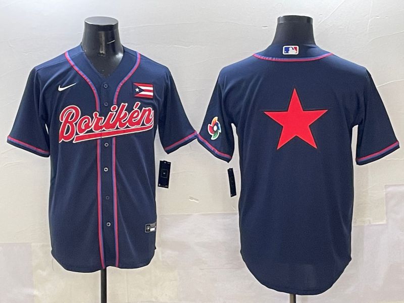 Men Puerto Rico Blank Blue Joint Name 2025 Nike MLB Jersey style 7->more jerseys->MLB Jersey